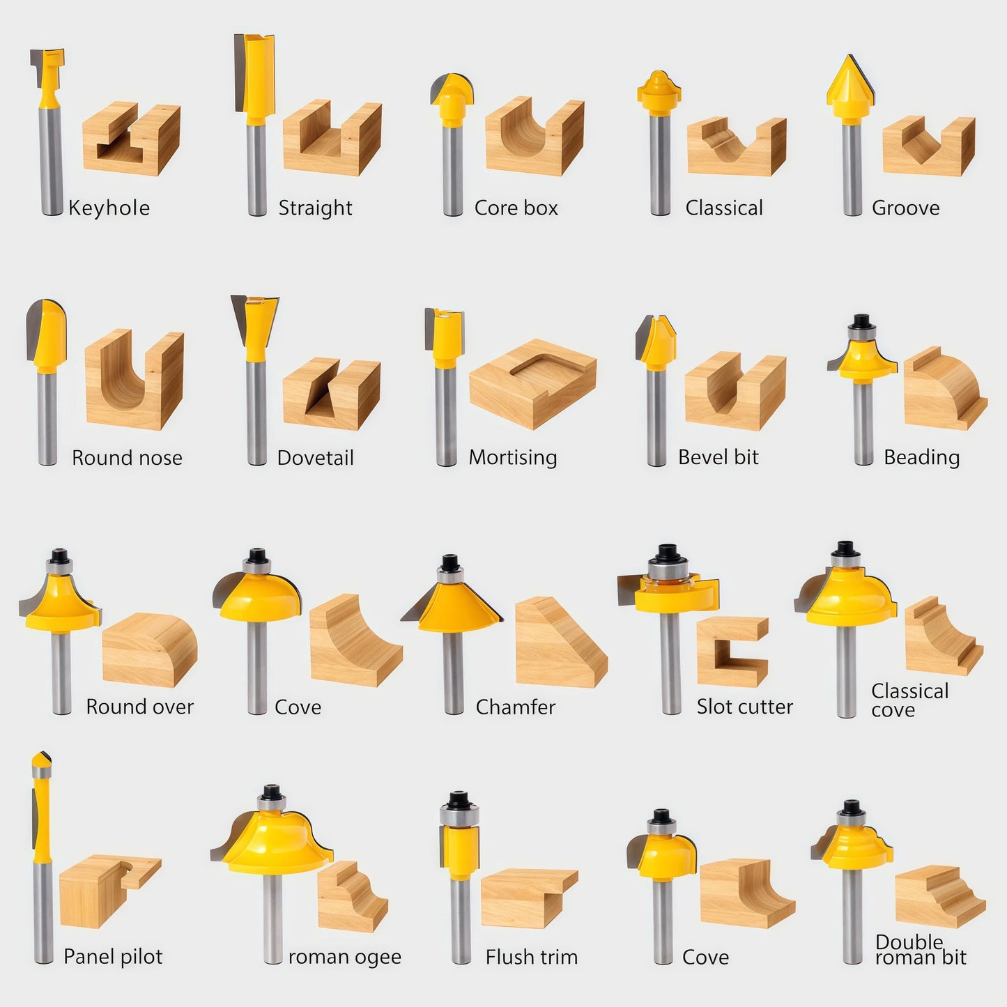 Allsome 100 Pieces Tungsten Carbide Woodworking Router Bit
