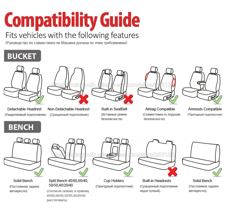 AUTOYOUTH Universal PU Leather Car Seat Covers for All Seasons