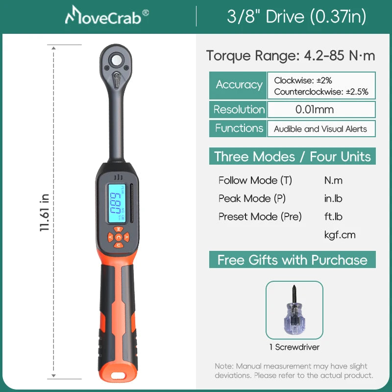 MoveCrab Digital Torque Wrench 1 To 340 Nm With LED