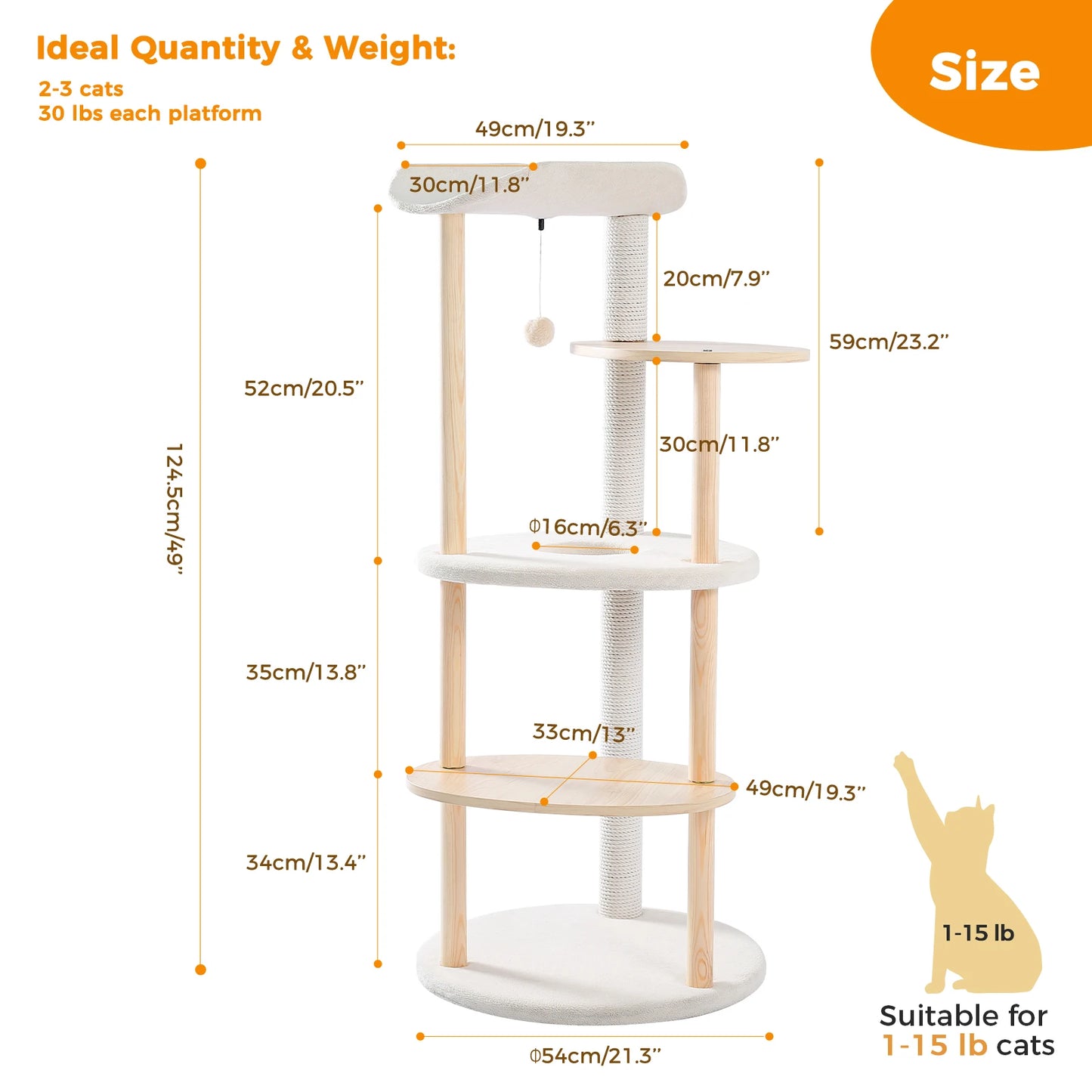 PAWZ Road Cat Tree Tower With Scratching Post And Condo