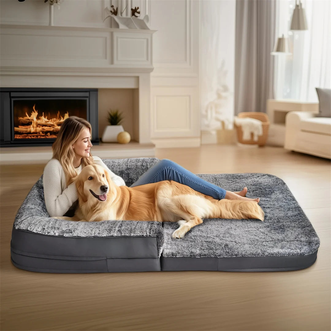 BINGOPAWCN Foldable Dog Bed Orthopedic Plush Cover