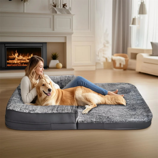BINGOPAWCN Foldable Dog Bed Orthopedic Plush Cover