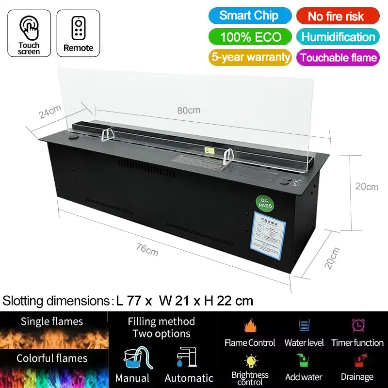 AFLYEVER Electric Steam Simulator Fireplace With Remote Wall Mount LED