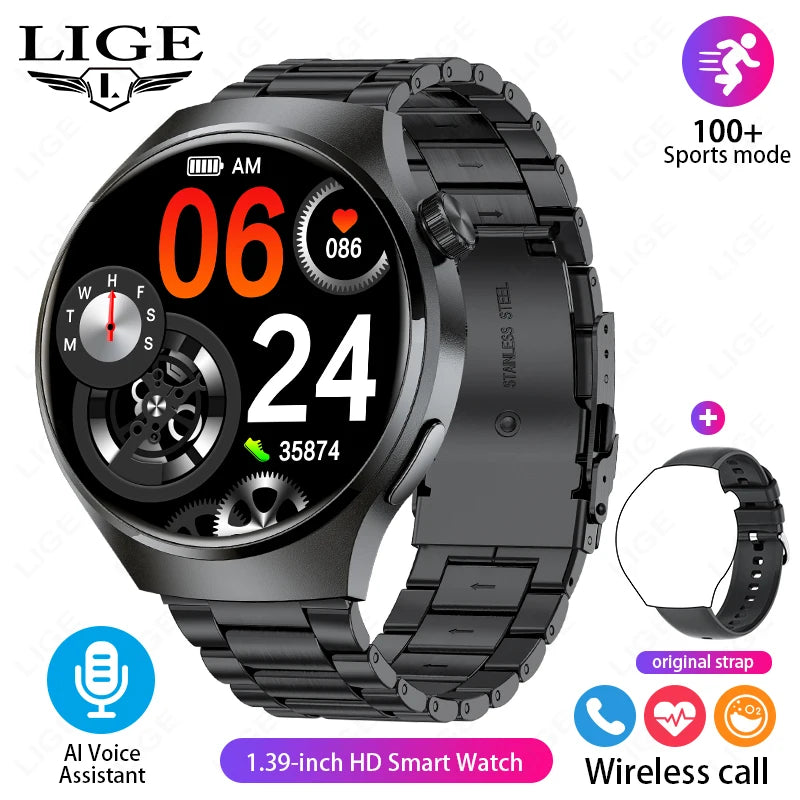 LIGE NFC Smart Watch Men GPS IP68 Bluetooth Call Monitor
