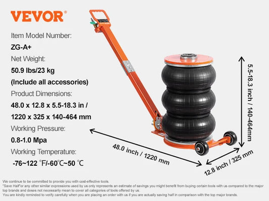 Succebuy Pneumatic Air Jack With Heightened Column And Rubber Pad