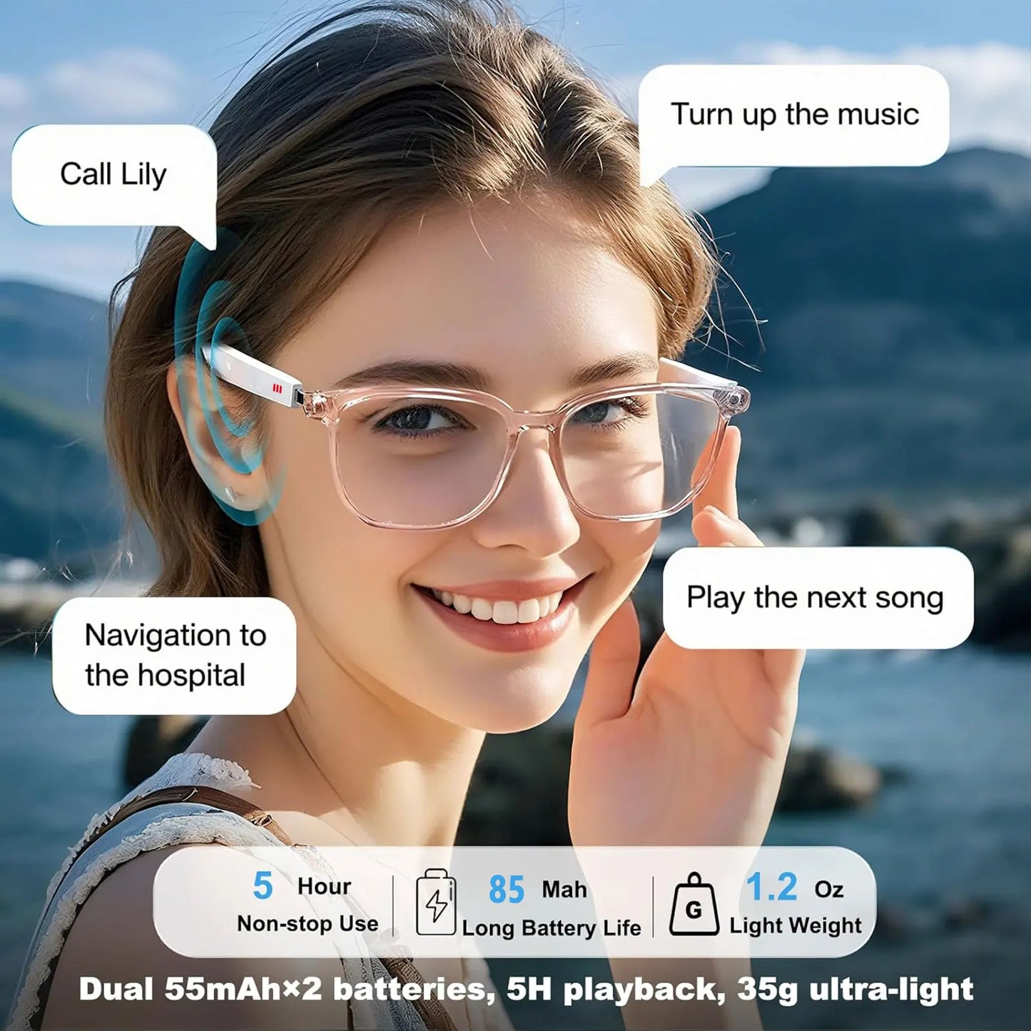 Giinova Smart Glasses With App Translation And Open Ear Audio