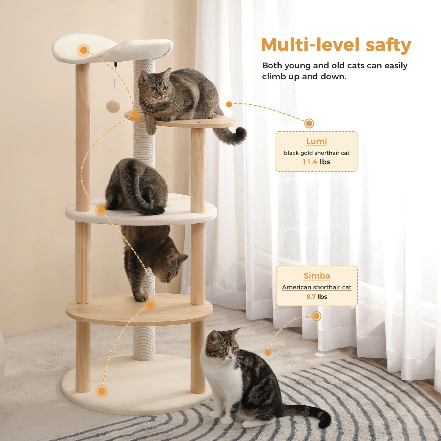 PAWZ Road Cat Tree Tower With Scratching Post And Condo