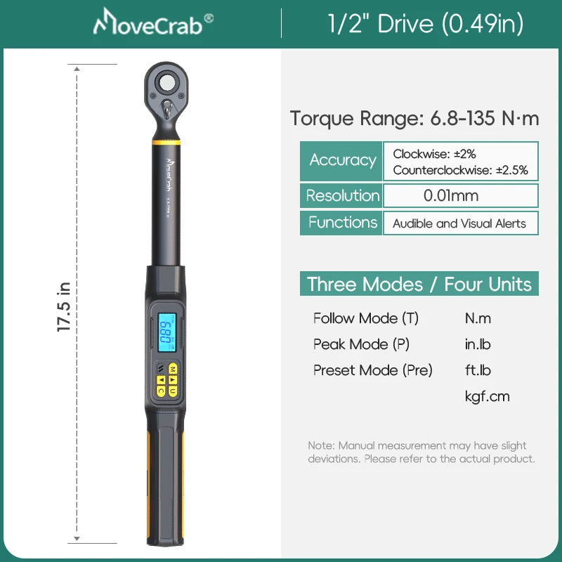 MoveCrab Digital Torque Wrench 1 To 340 Nm With LED